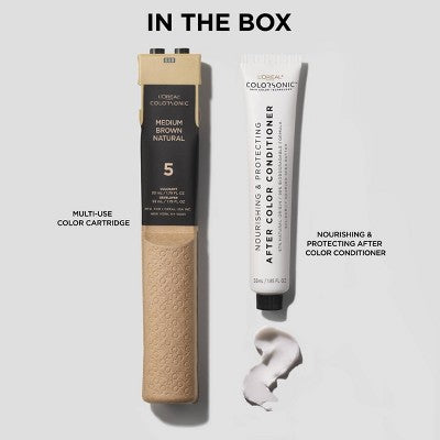 L'Oreal Paris Colorsonic Permanent Hair Color Cartridge Device Sold Separately Medium Brown Natural 5 - Imperfect Box