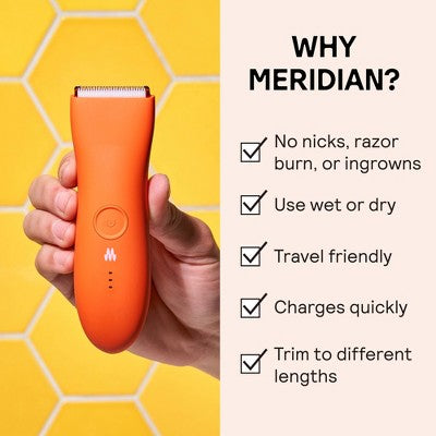 Meridian Trimmer Premium Pubic; Body Hair Trimmer for Men & Women Below-the-Belt Groomer, Ball Trimmer, Bikini Trimmer, Bonus Pouch Blaze - Imperfect Box