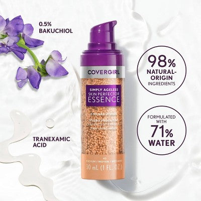 COVERGIRL Simply Ageless Skin Perfector Essence Vegan Foundation 80 Deep 1 fl oz - Imperfect Container