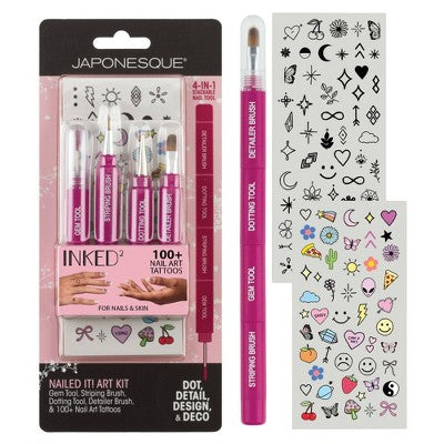 JAPONESQUE Nailed It! Art Kit. Inked By Dani Nail Art Tattoos 6pc - New