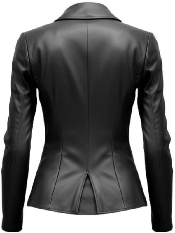 Giselle Black Women Leather Jacket Blazer