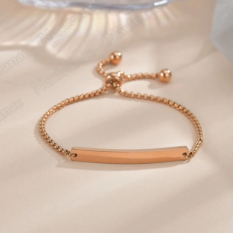 Nextvance Customized Engraving Nameplate Couple Bracelets on hand Stainless Steel Chain Bracelet  For Women Lovers  Jewelry Day
