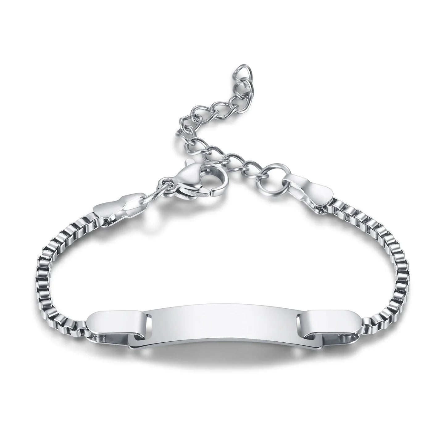 Persoanlized Custom Name Heart Bracelet,Stainless Steel Figaro Chain Link Adjustable,Engraved Gift for Boy Girl