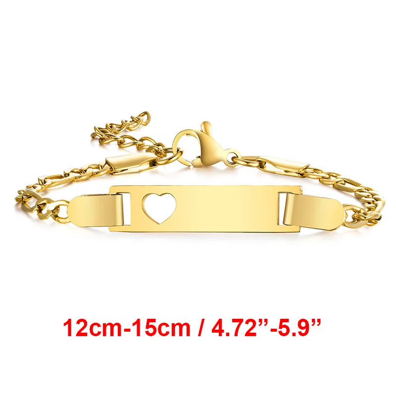 Custom Engrave Name Birth Date Bracelets,Personal Birthday Gift to Little Boy Girls , Stainless Steel Bracelet