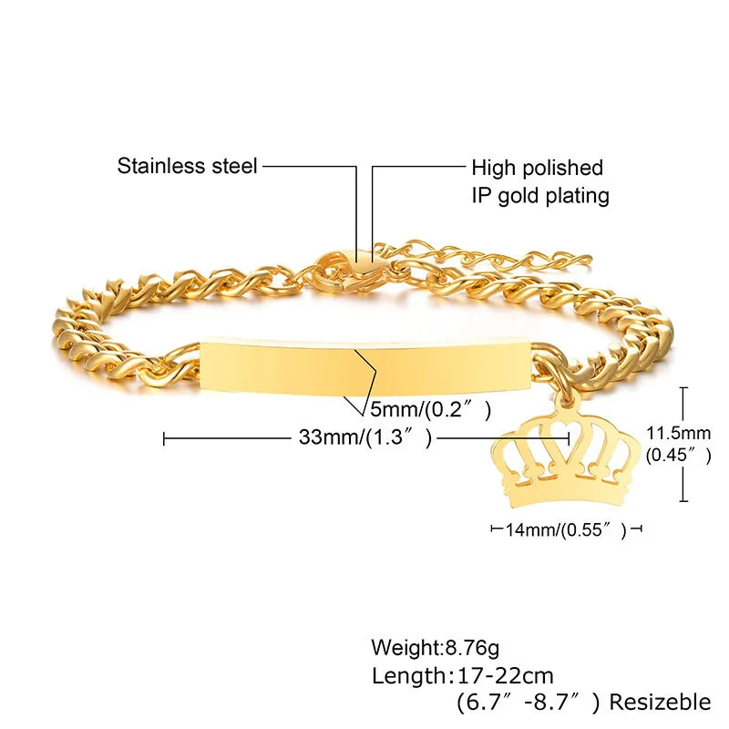 Custom Engrave Name Birth Date Bracelets,Personal Birthday Gift to Little Boy Girls , Stainless Steel Bracelet