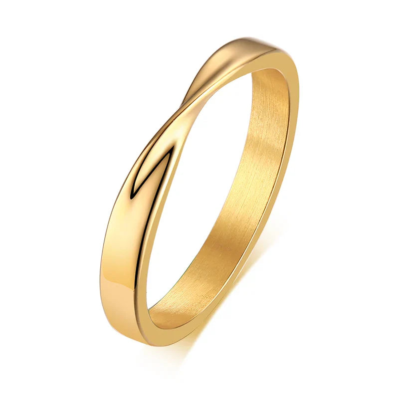 Mobius Wedding Ring for Women, Stainless Steel Dainty Endless Twist Knot, Infinity Promise Engagement Ring