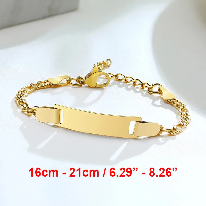 Custom Engrave Name Birth Date Bracelets,Personal Birthday Gift to Little Boy Girls , Stainless Steel Bracelet
