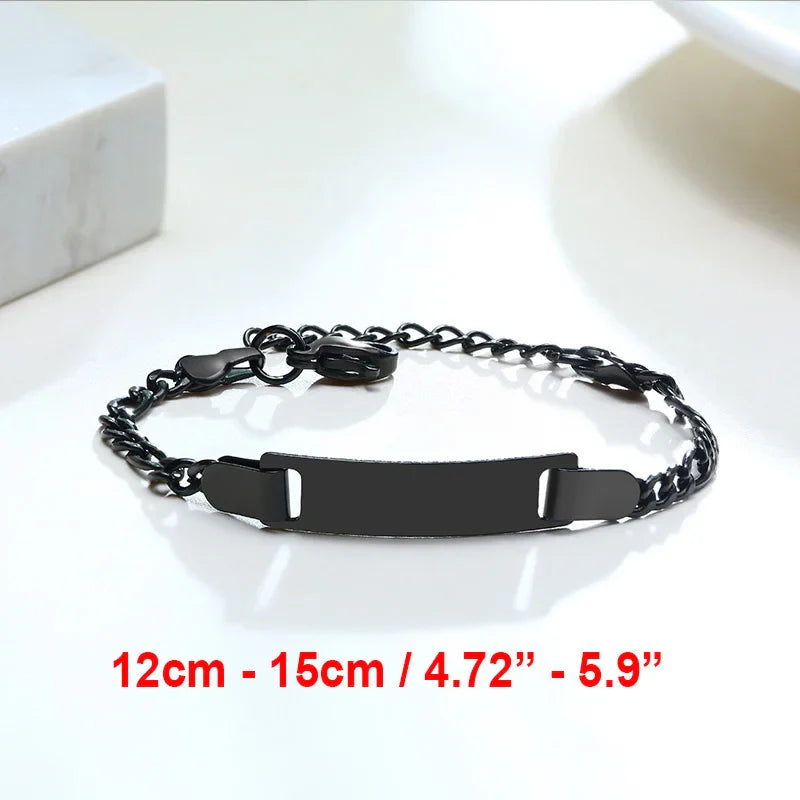 Custom Engrave Name Birth Date Bracelets,Personal Birthday Gift to Little Boy Girls , Stainless Steel Bracelet