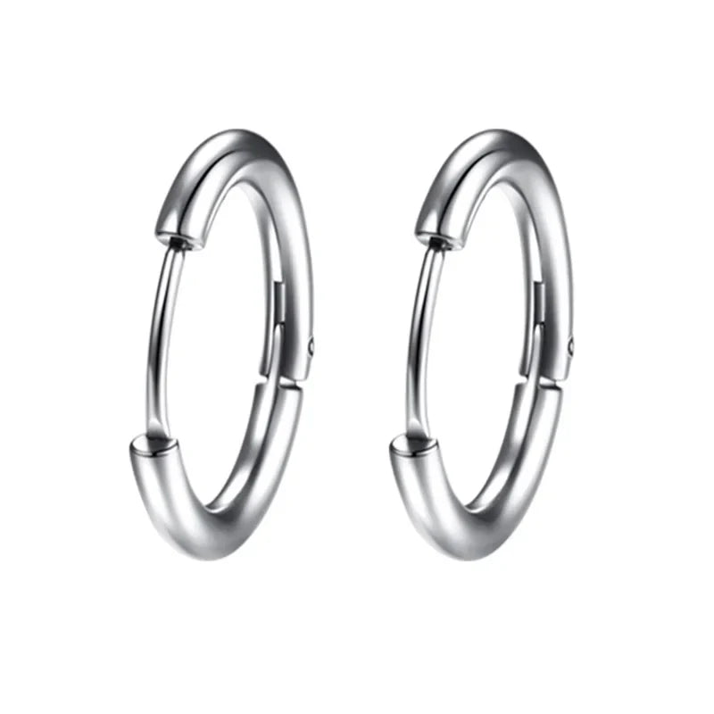 1 pair Women/Man Stainless Steel Small Hoops Earring Piercing Ear Cartilage Tragus Simple Thin Circle Anti-allergic Ear Buckle