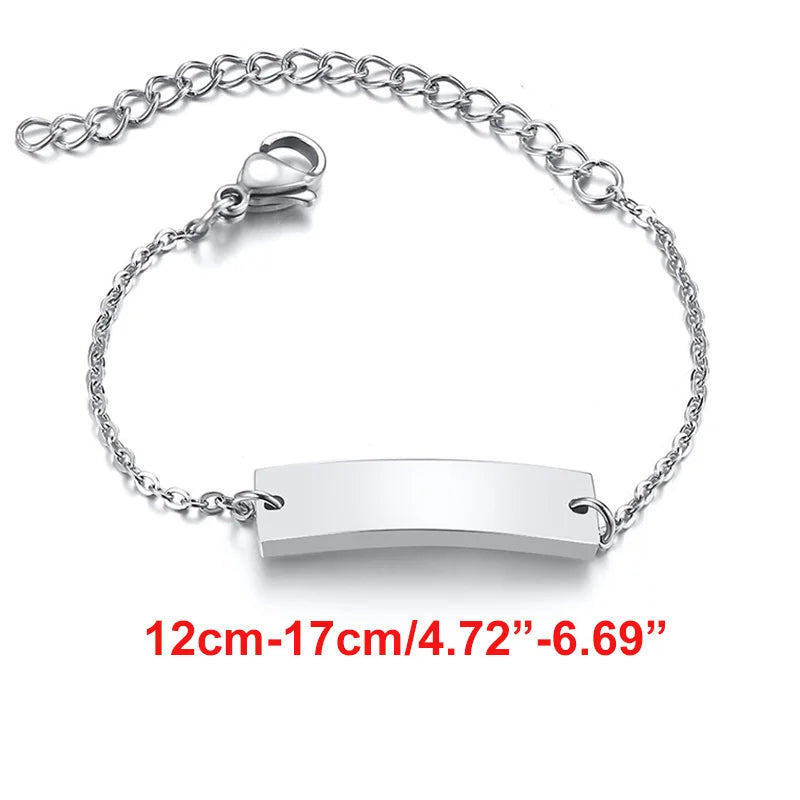 Custom Engrave Name Birth Date Bracelets,Personal Birthday Gift to Little Boy Girls , Stainless Steel Bracelet