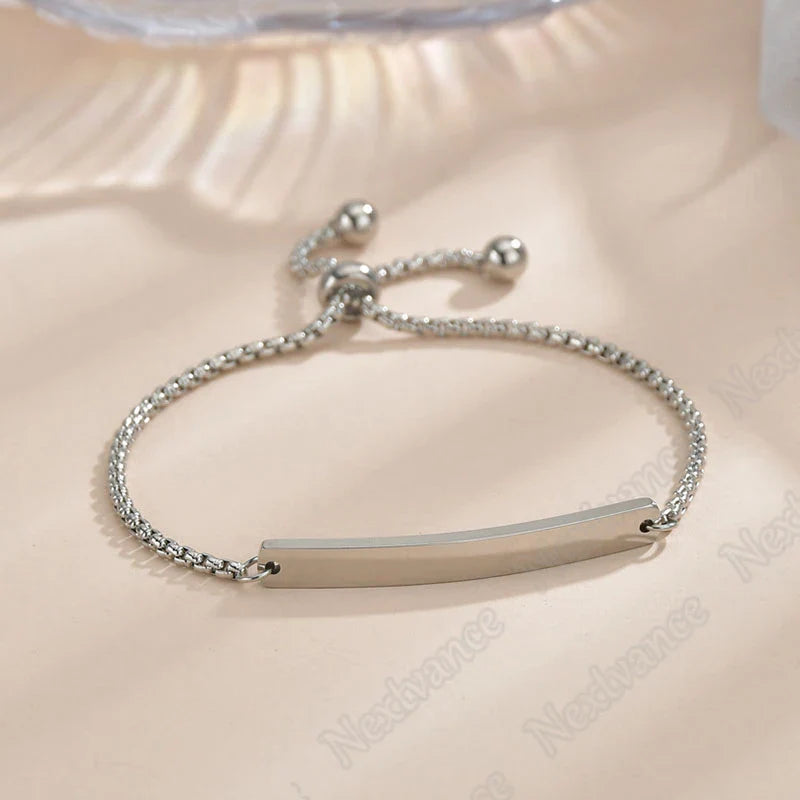 Nextvance Customized Engraving Nameplate Couple Bracelets on hand Stainless Steel Chain Bracelet  For Women Lovers  Jewelry Day