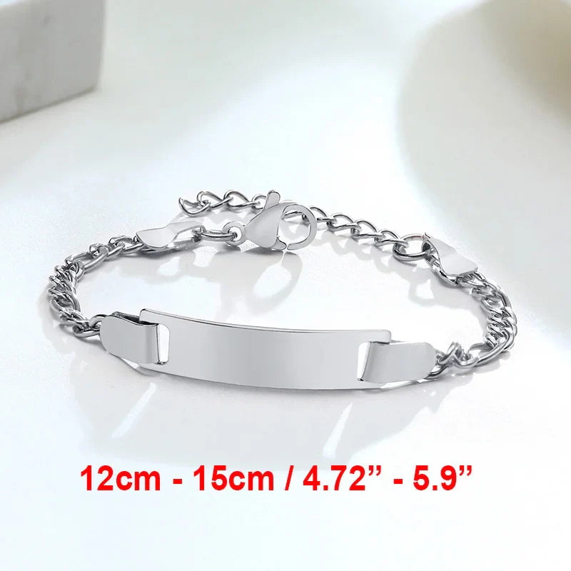Custom Engrave Name Birth Date Bracelets,Personal Birthday Gift to Little Boy Girls , Stainless Steel Bracelet