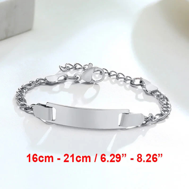 Custom Engrave Name Birth Date Bracelets,Personal Birthday Gift to Little Boy Girls , Stainless Steel Bracelet