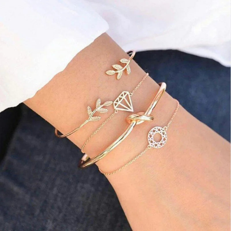 Boho Bangle For women Turtle Elephant Heart Shell Star Moon Bow Arrow Map Crystal Charm Bead Bracelet Set Bohemian Jewelry