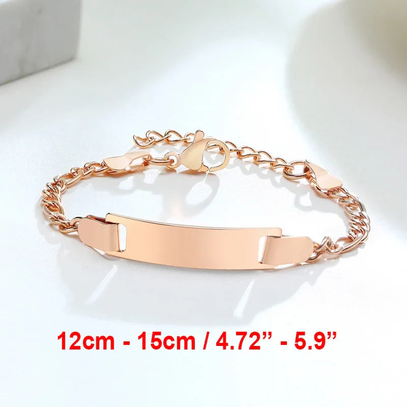 Custom Engrave Name Birth Date Bracelets,Personal Birthday Gift to Little Boy Girls , Stainless Steel Bracelet