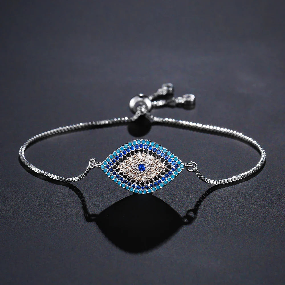 NEWBUY 2026 Trendy Turkish Gold Color Evil Eye Bracelet Adjustable AAA CZ Pave Setting Female Luckry Party Jewelry Gift