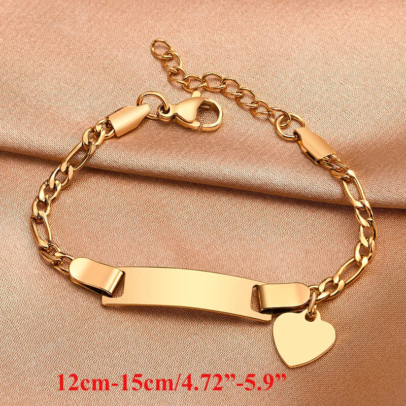 Custom Engrave Name Birth Date Bracelets,Personal Birthday Gift to Little Boy Girls , Stainless Steel Bracelet