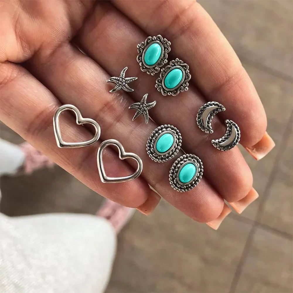 Bohemia Shell Starfish Dangle Earring set For Women Summer Beach Pearl Conch Drop Geometric Earring Girls Fashion Jewelry
