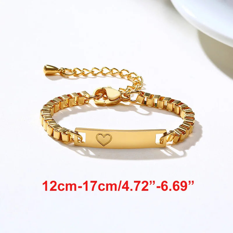 Custom Engrave Name Birth Date Bracelets,Personal Birthday Gift to Little Boy Girls , Stainless Steel Bracelet