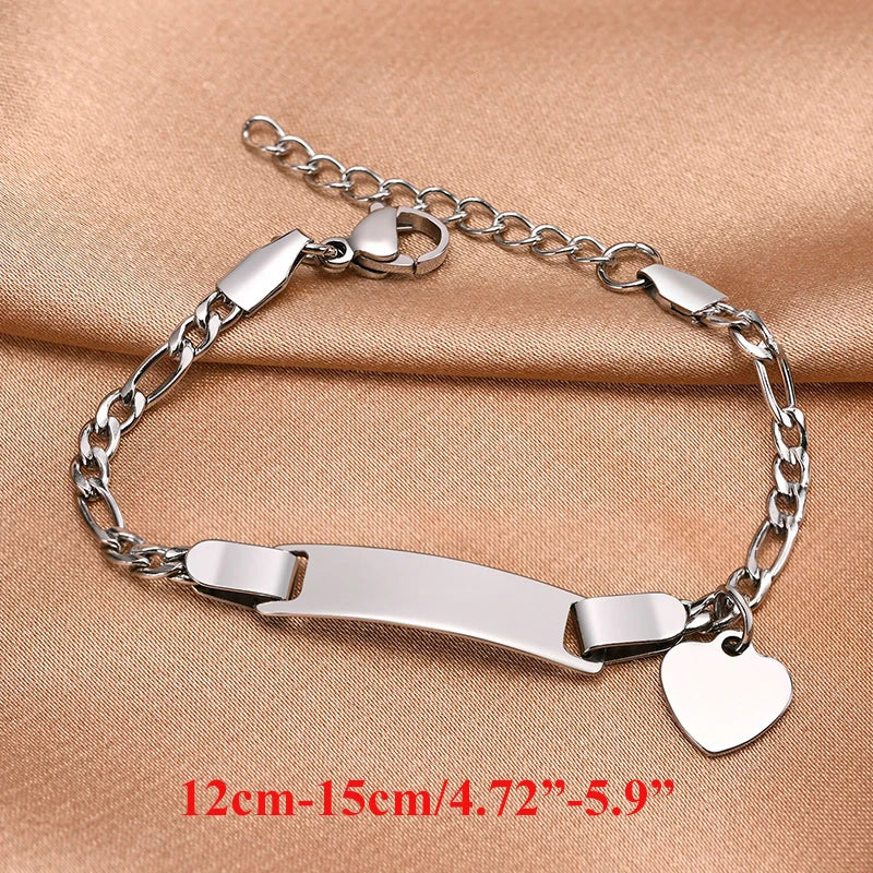 Custom Engrave Name Birth Date Bracelets,Personal Birthday Gift to Little Boy Girls , Stainless Steel Bracelet