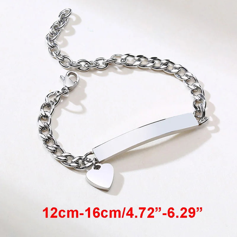 Custom Engrave Name Birth Date Bracelets,Personal Birthday Gift to Little Boy Girls , Stainless Steel Bracelet
