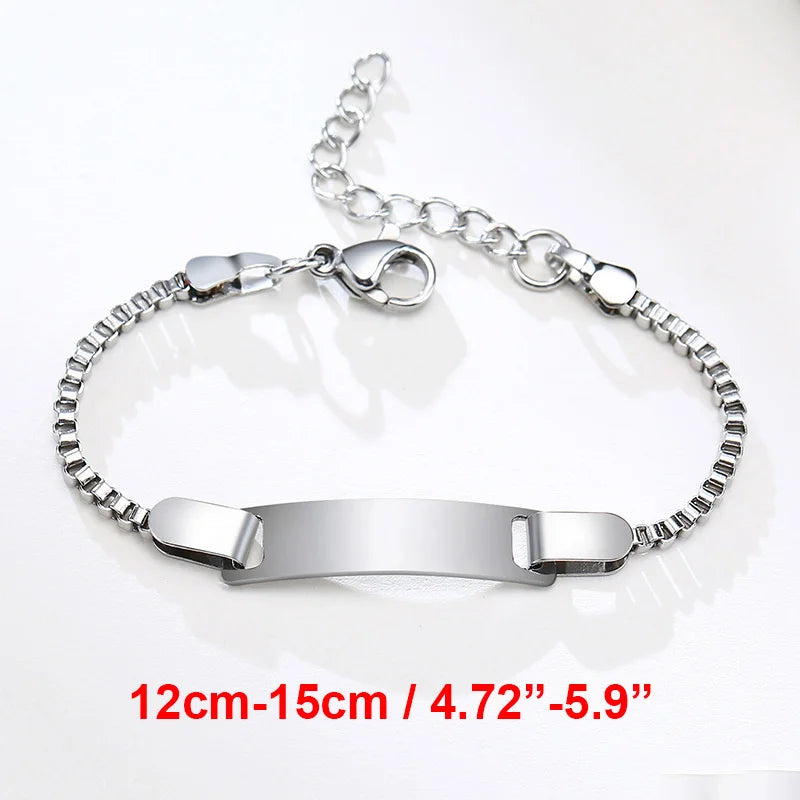 Custom Engrave Name Birth Date Bracelets,Personal Birthday Gift to Little Boy Girls , Stainless Steel Bracelet