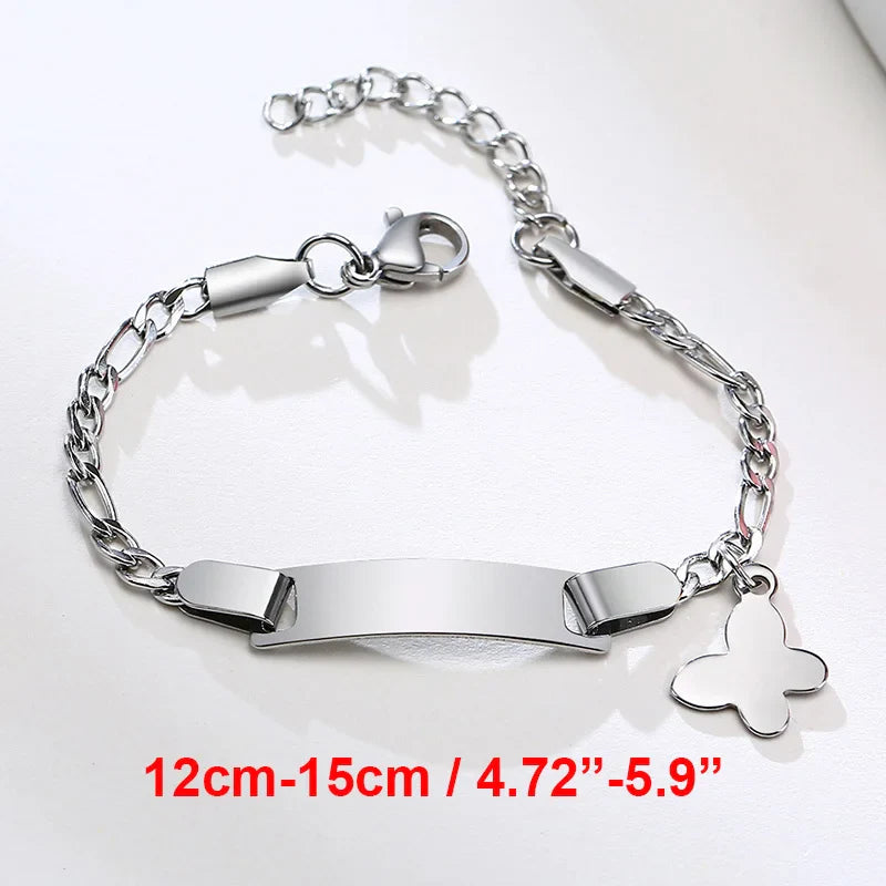 Custom Engrave Name Birth Date Bracelets,Personal Birthday Gift to Little Boy Girls , Stainless Steel Bracelet