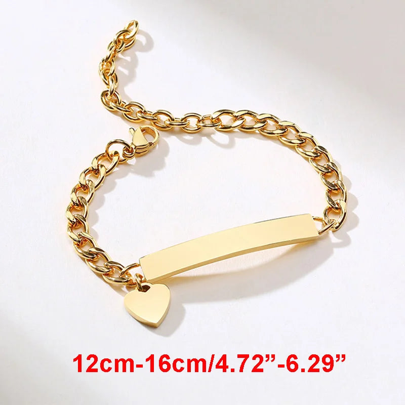 Custom Engrave Name Birth Date Bracelets,Personal Birthday Gift to Little Boy Girls , Stainless Steel Bracelet