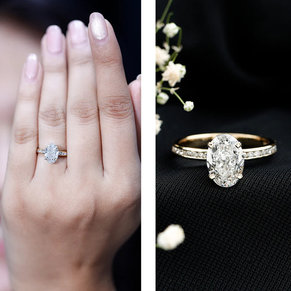 Lab Grown 2 Carat Diamond Oval Engagement Ring with IGI Certificate