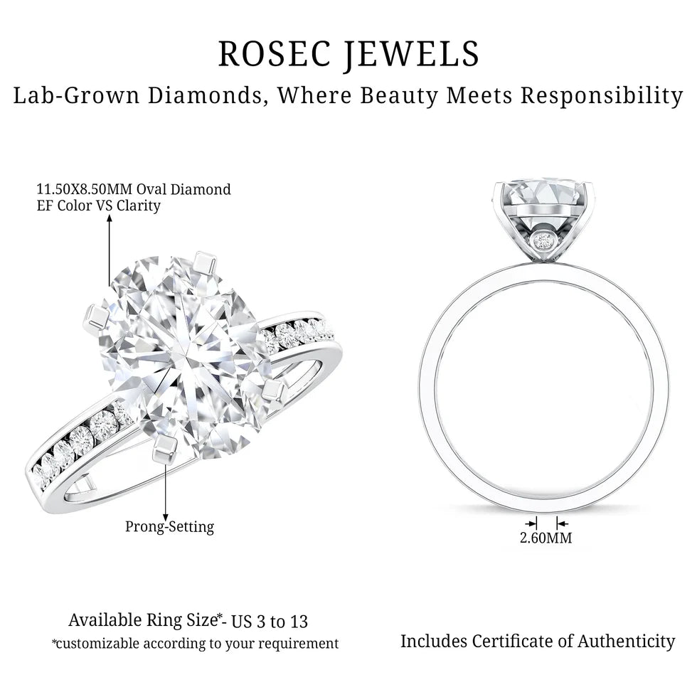 IGI Certified 3 Carat Lab Grown Diamond Oval Engagement Ring for Women
