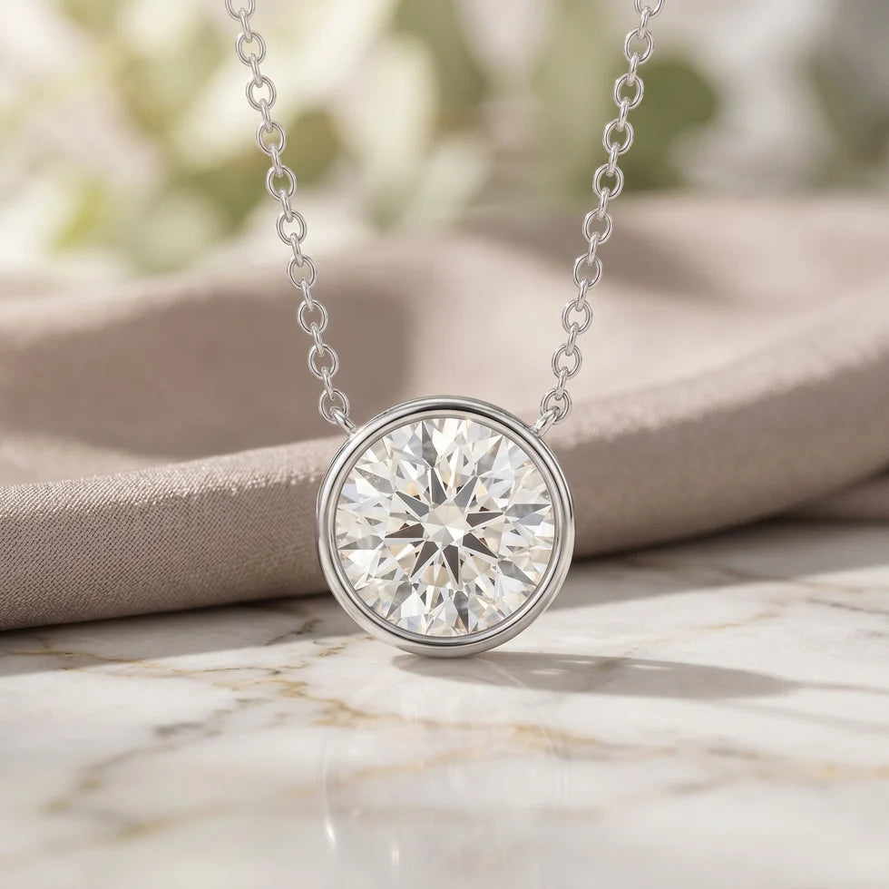 IGI Certified 3 Carat Lab Grown Diamond Solitaire Necklace for Women