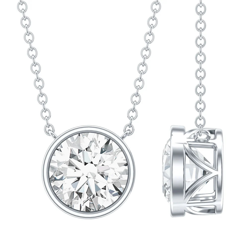 IGI Certified 3 Carat Lab Grown Diamond Solitaire Necklace for Women