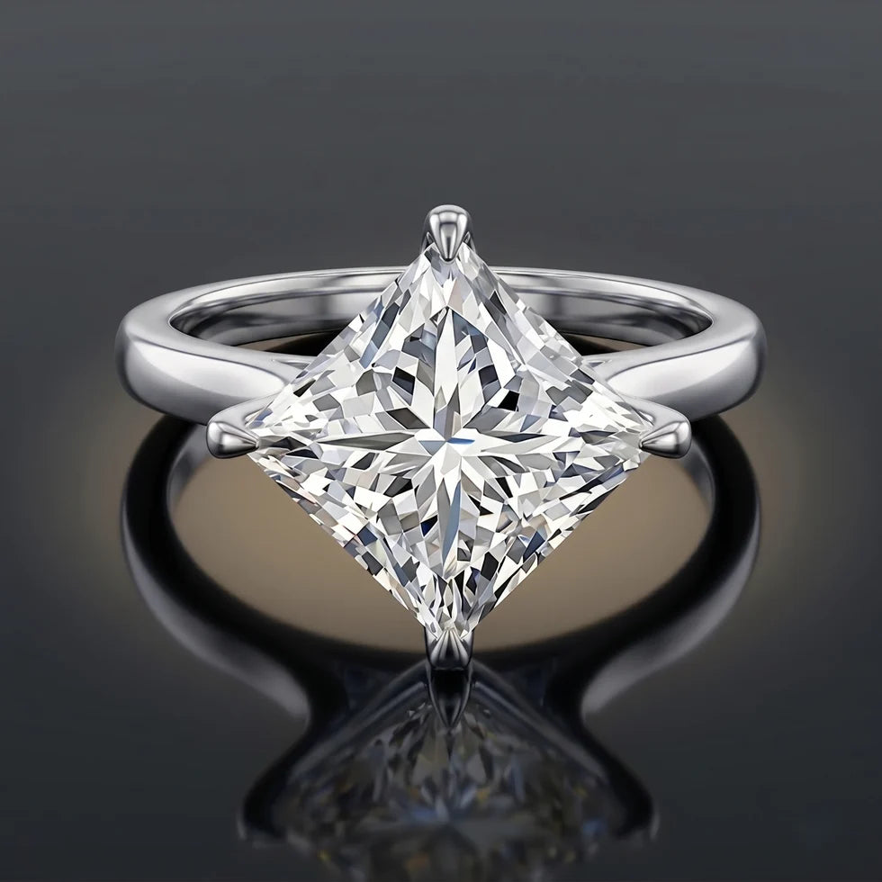 IGI Certified 4 Carat Princess Cut Lab Grown Diamond Engagement Ring
