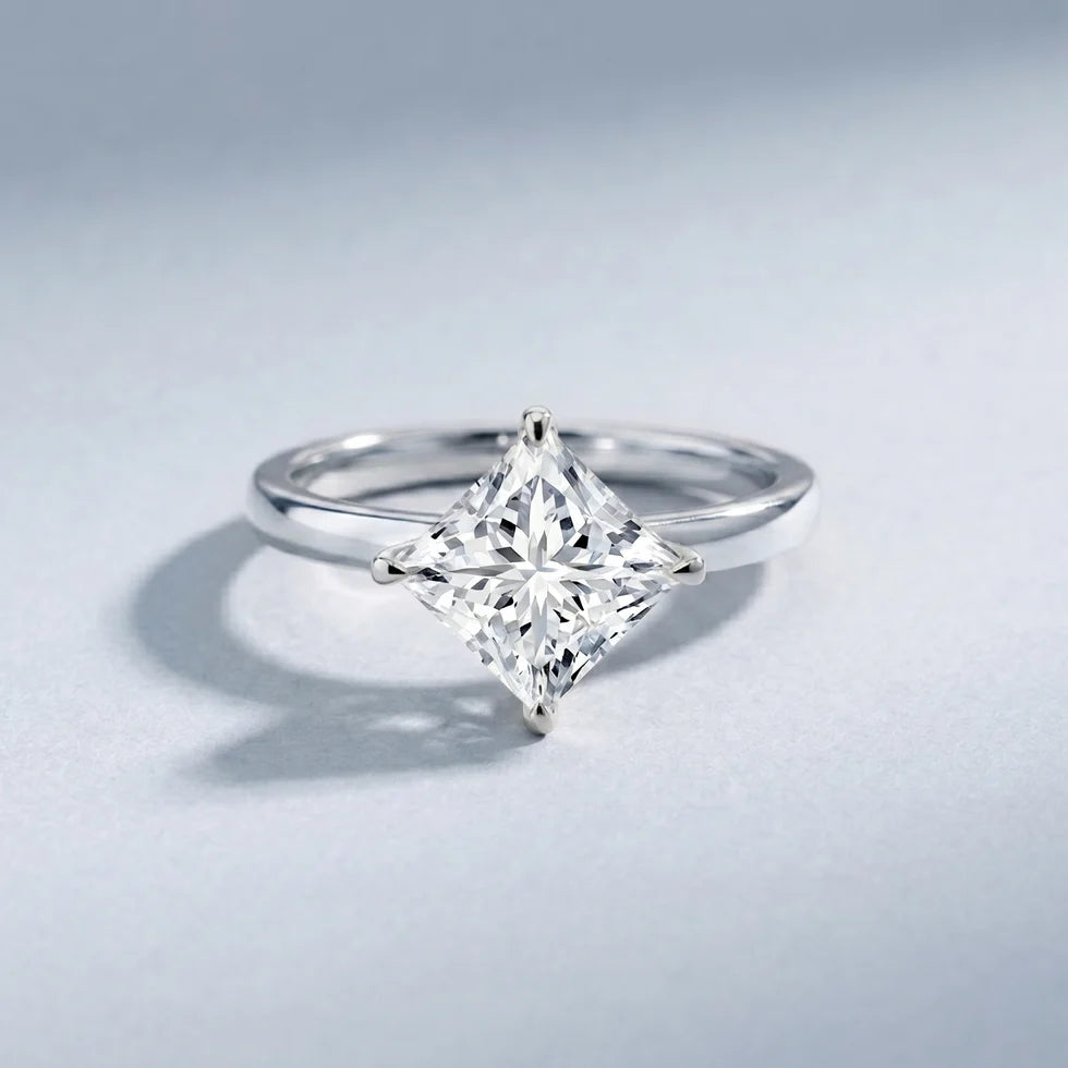 IGI Certified 4 Carat Princess Cut Lab Grown Diamond Engagement Ring