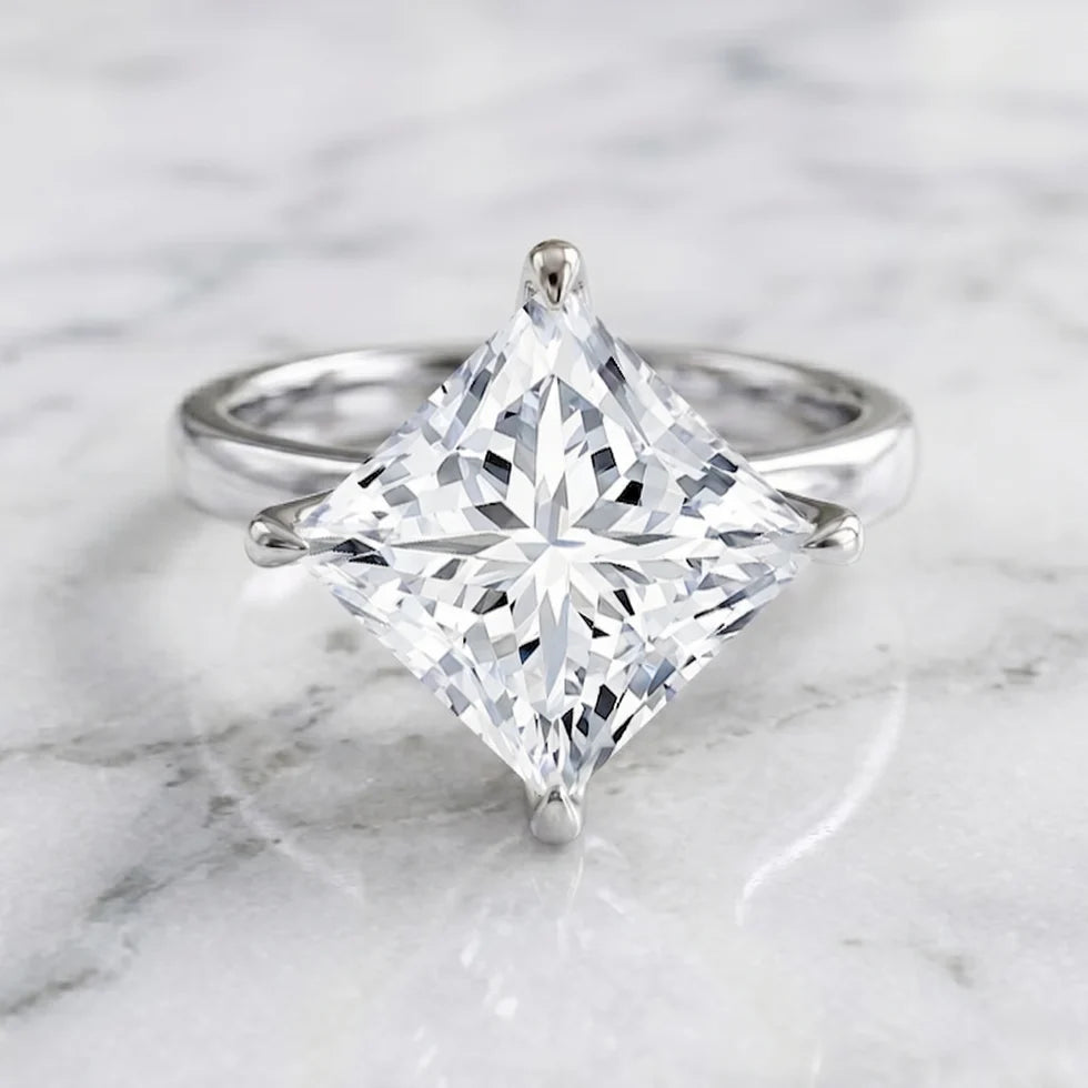 IGI Certified 4 Carat Princess Cut Lab Grown Diamond Engagement Ring