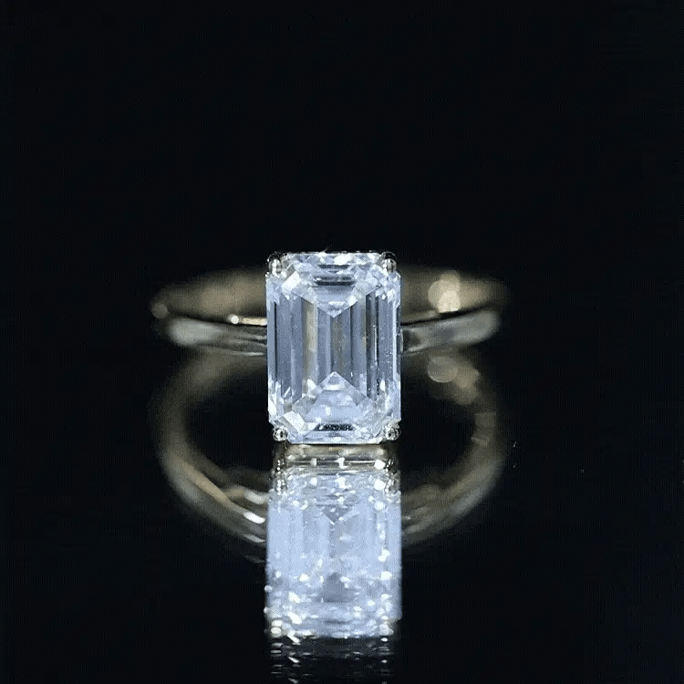 IGI Certified Emerald Cut Lab Grown Diamond 3 Carat Engagement Ring