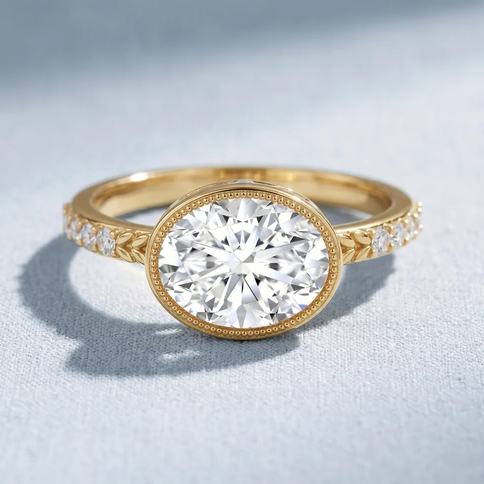 Certified Lab Diamond Engagement Ring with 2 Carat Oval
