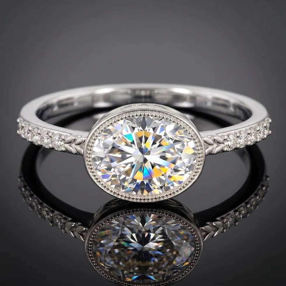 Certified Lab Diamond Engagement Ring with 2 Carat Oval