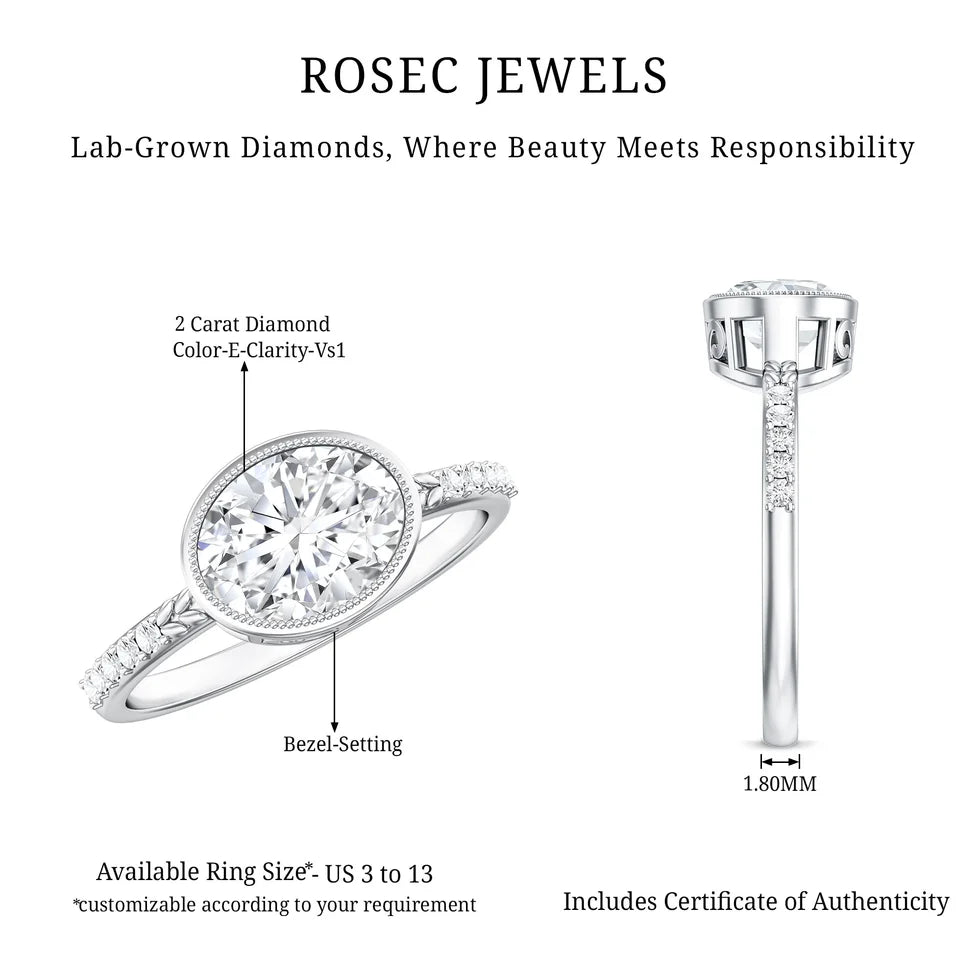 Certified Lab Diamond Engagement Ring with 2 Carat Oval