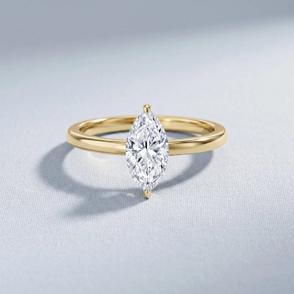 IGI Certified Lab Grown 1 Carat Diamond Marquise Engagement Ring Solitaire