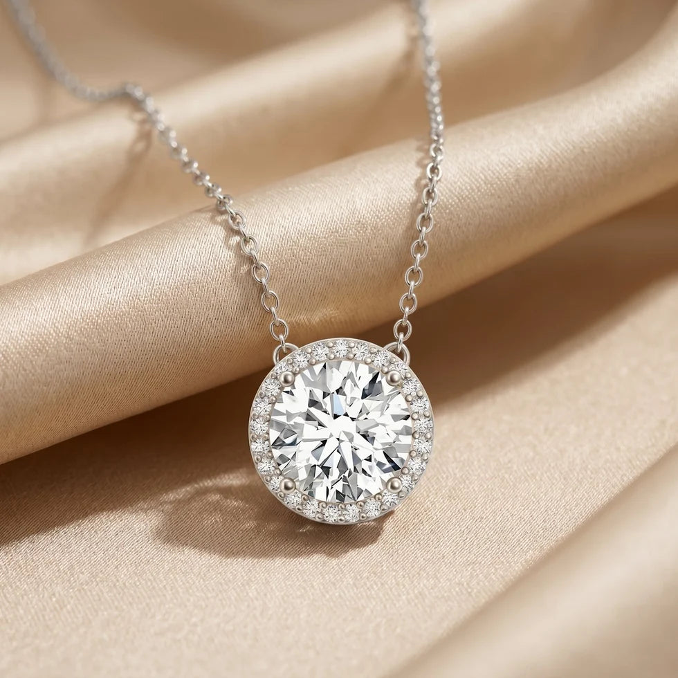 IGI Certified Round Lab Grown Diamond Wedding Necklace for Women