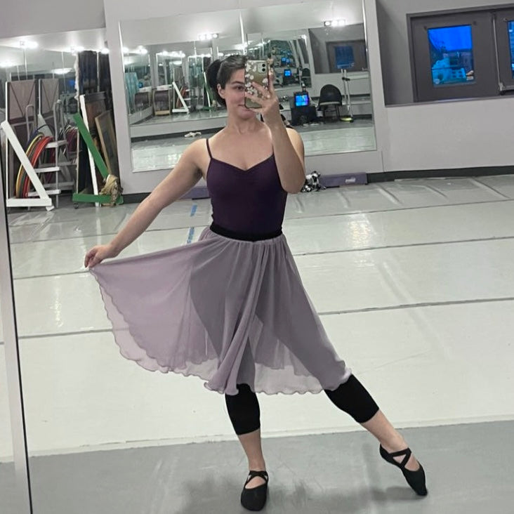 Light Purple Lavender Mist Chiffon Ballet Pull On Skirt - Ballet Rehearsal Skirt - Pirouette Skirt
