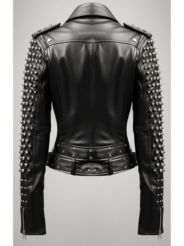Lawrence Studs Black Women Leather Jacket