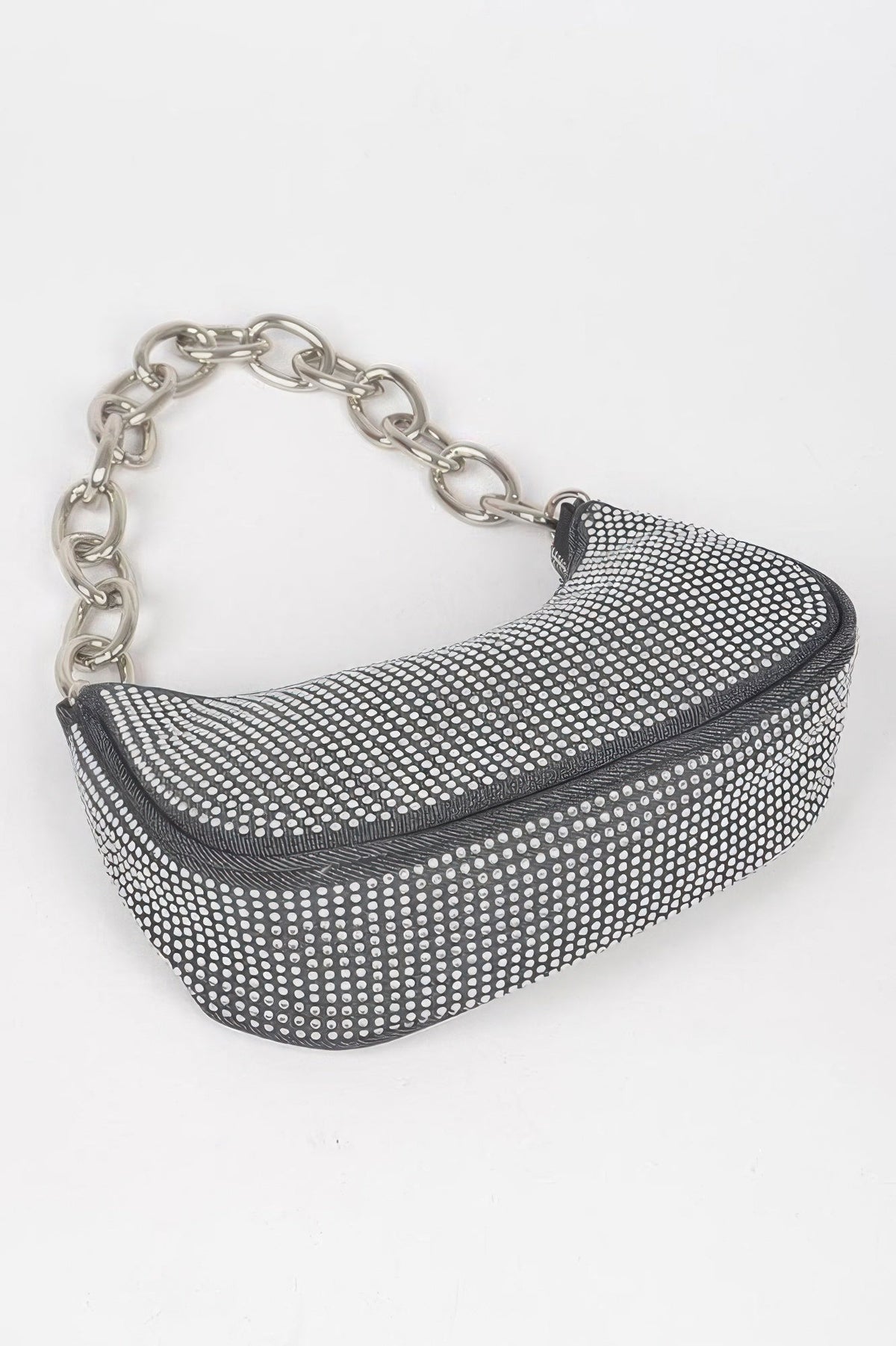 NOHO Hot Fix Stone Small Hobo Bag with Chain: BYMANYC ® New York