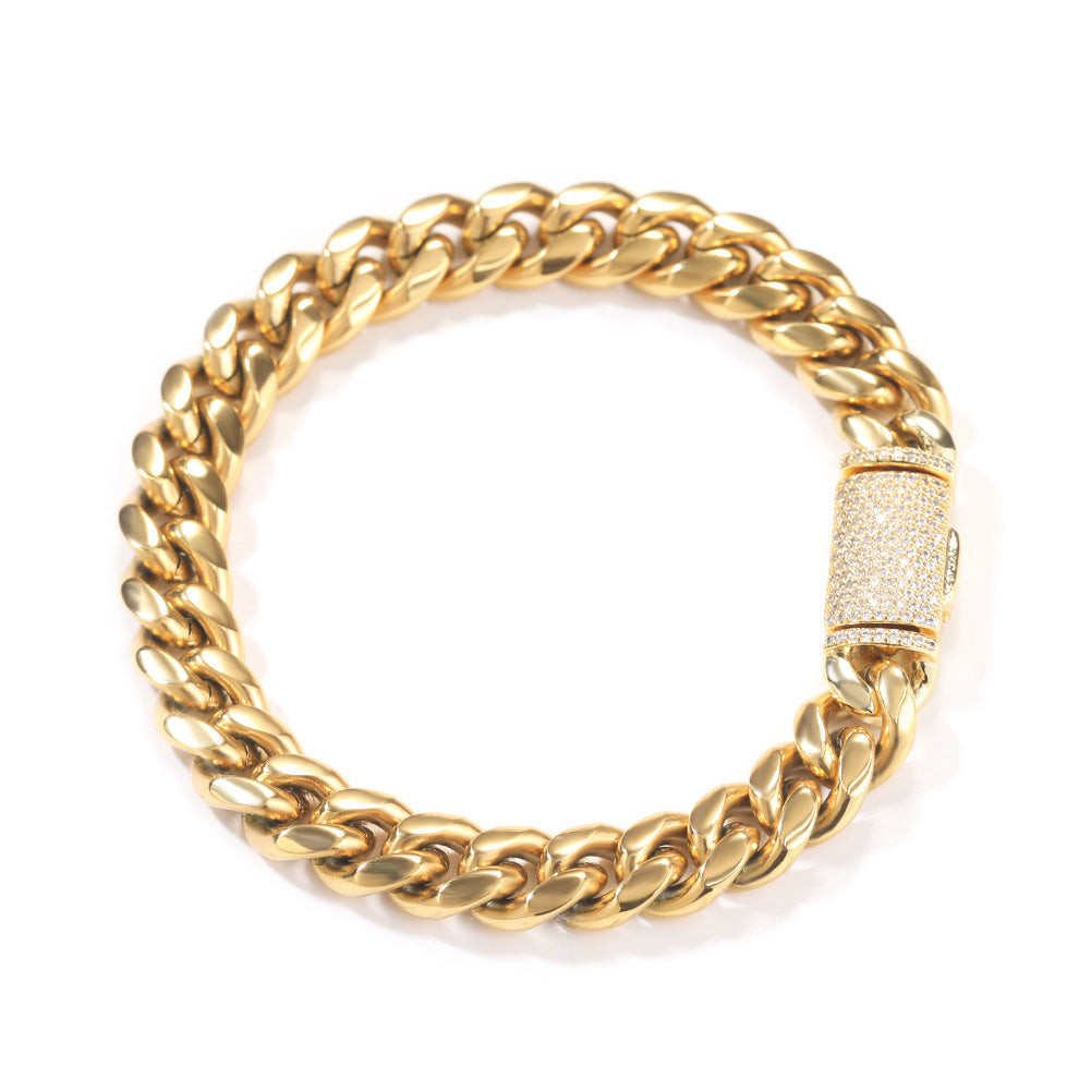 Hip-hop zircon stainless steel zircon necklace