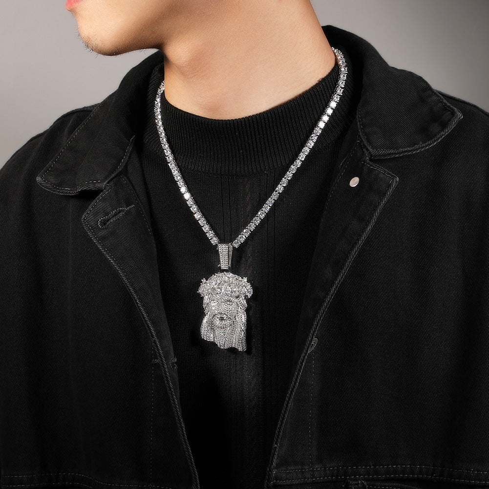 Hip Hop  Iced Out CZ Jesus Piece Pendant Necklace