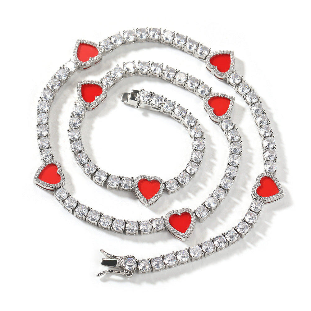 mens gold chain Colorful love tennis necklace