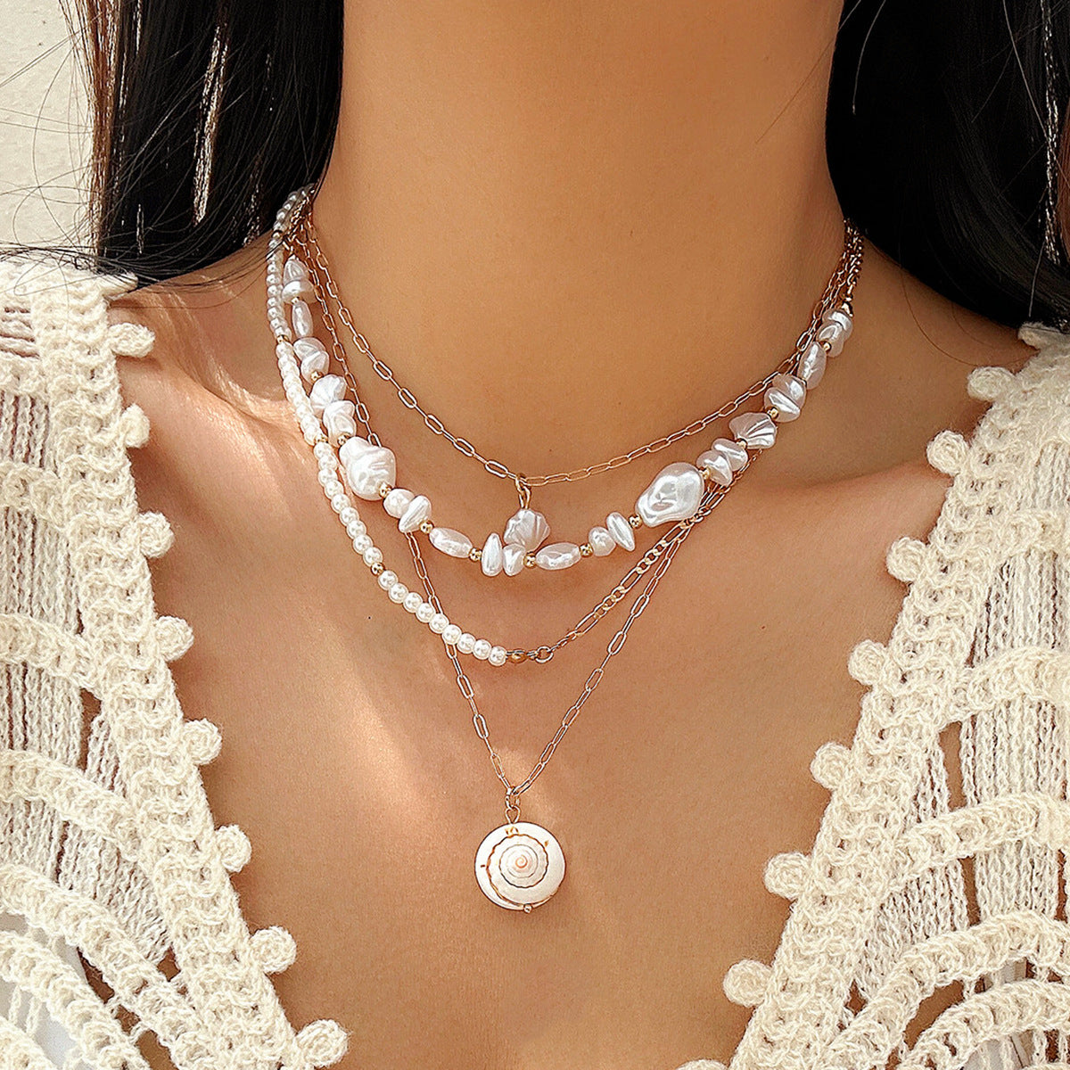 starfish necklace pearl shell necklace
