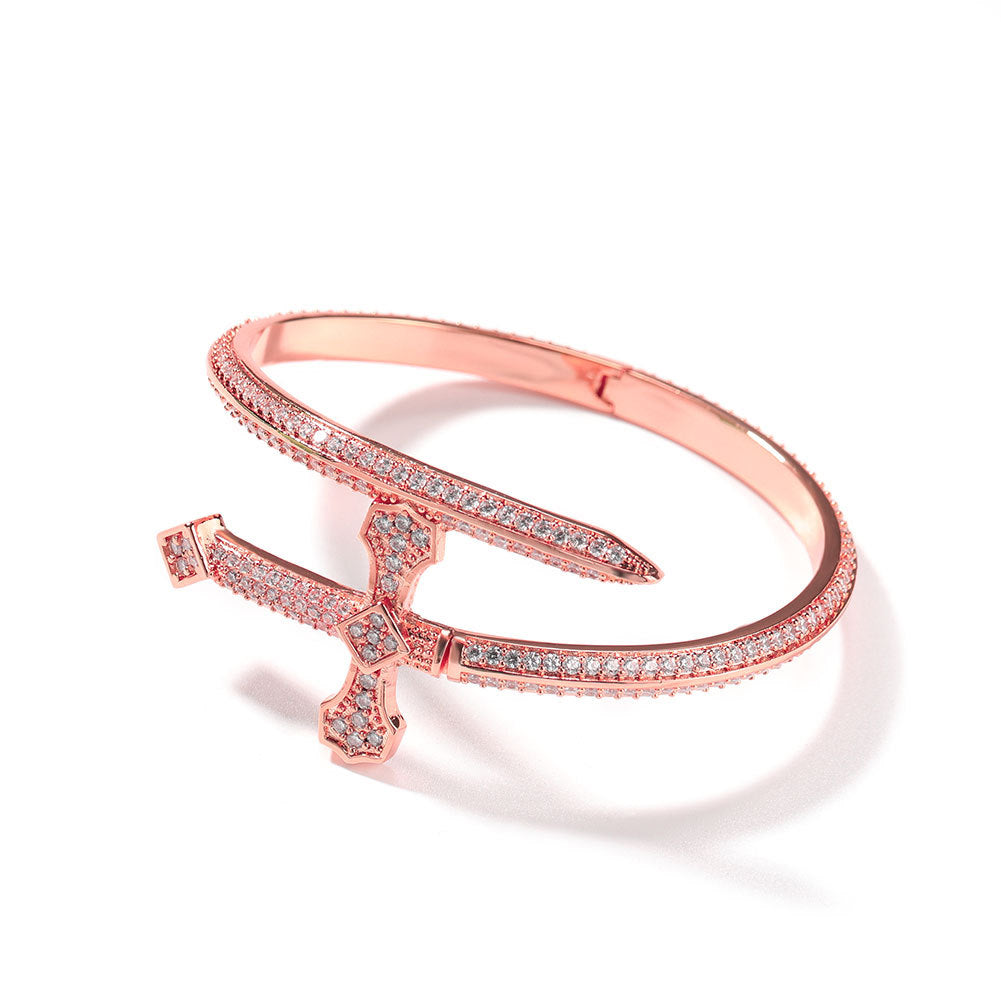 Hip-hop full-diamond justice sword bracelet inlaid with zircon