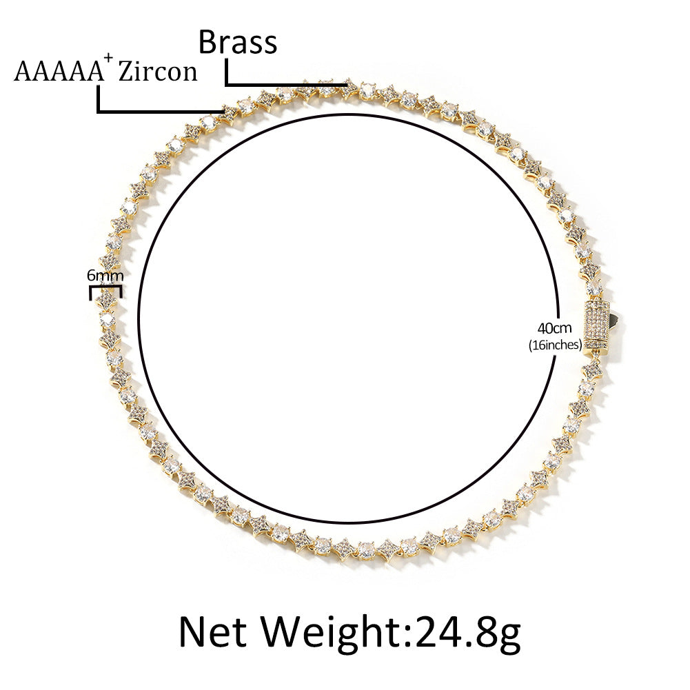 Star zircon tennis chain necklace